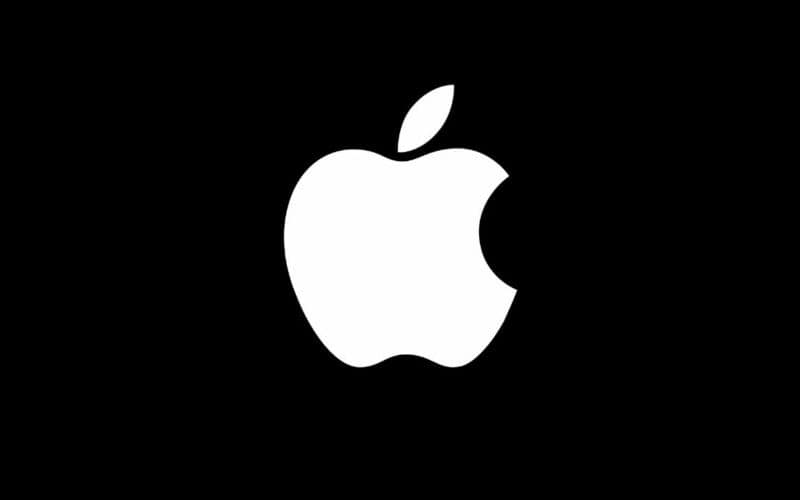 apple logo over black background.