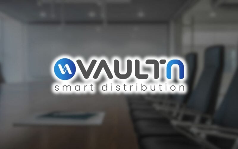 vaultn logo over stock photo.