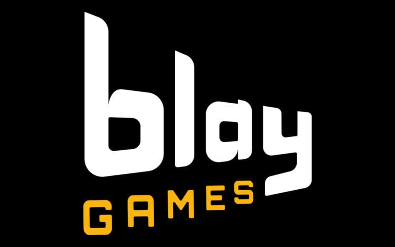 blay games logo on a black background. "Blay" is written in white and "Games" is written in deep yellow.