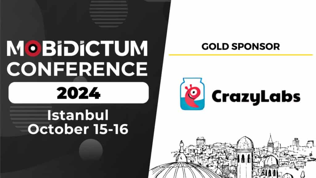 Mobidictum Conference 2024 logo and text on the left, Gold Sponsor and CrazyLabs text and logo on the right