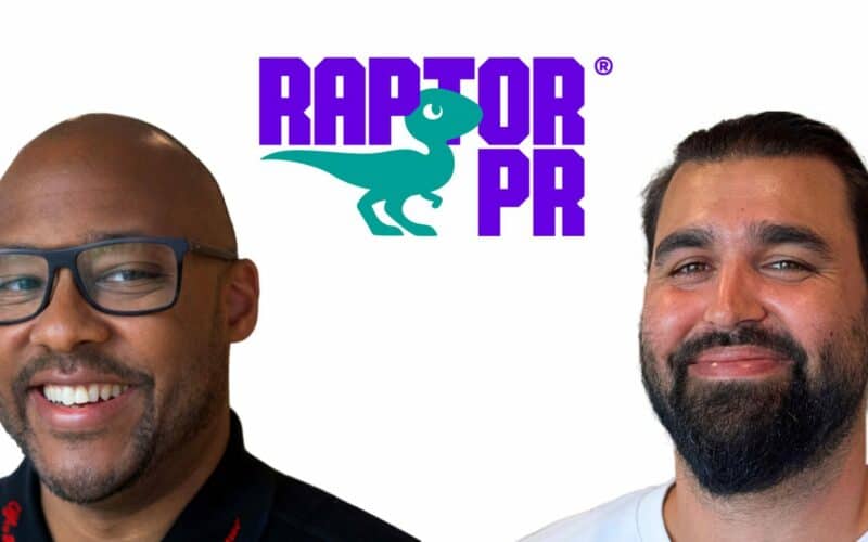 Greg Cartwright picture on the left, Claudio Carneiro picture on the right, with Raptor PR logo in the middle