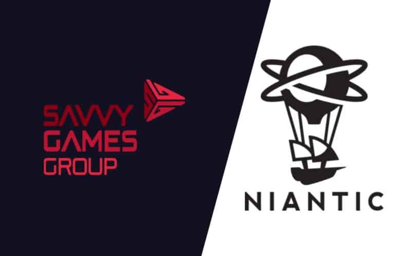 Savvy Games Group logo on the left, niantic logo on the right