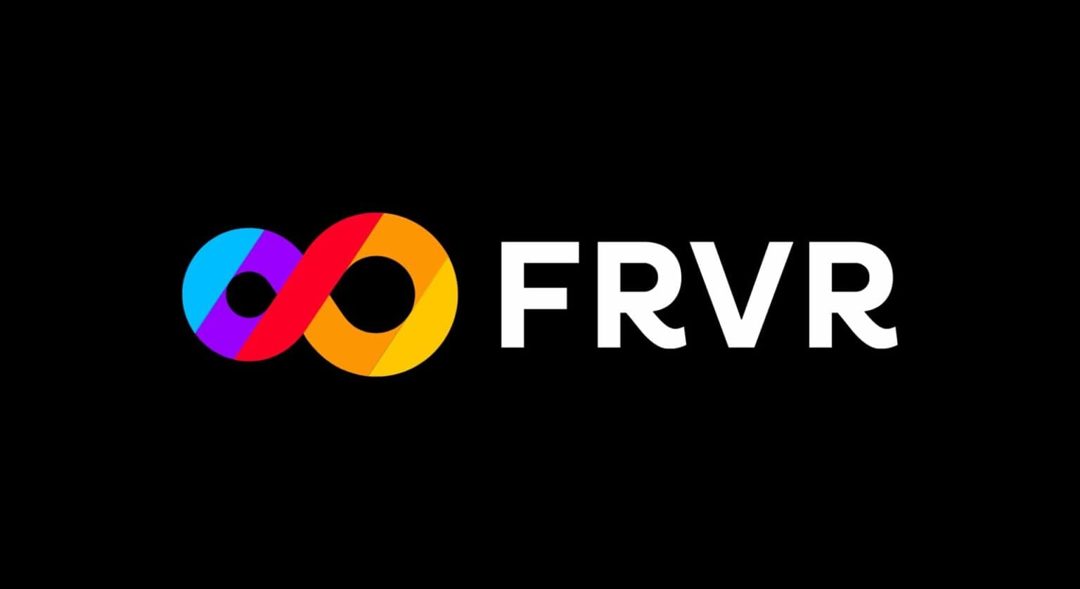 FRVR logo - rainbow colored infinity icon and FRVR text on the right side of it
