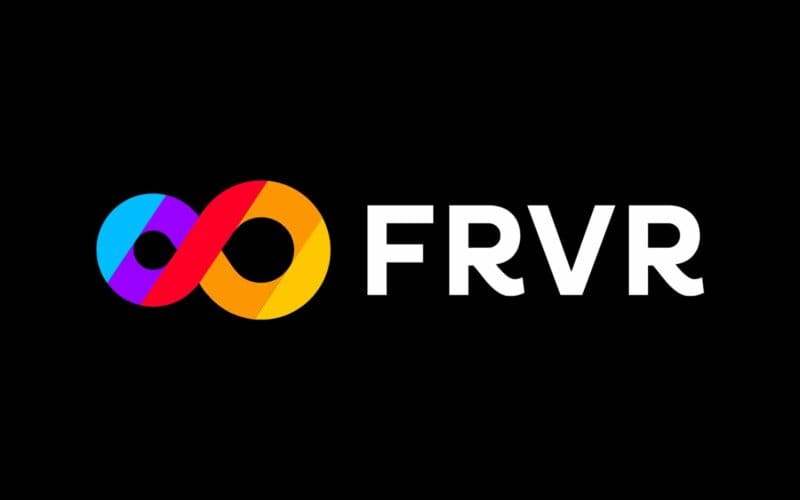 FRVR logo - rainbow colored infinity icon and FRVR text on the right side of it