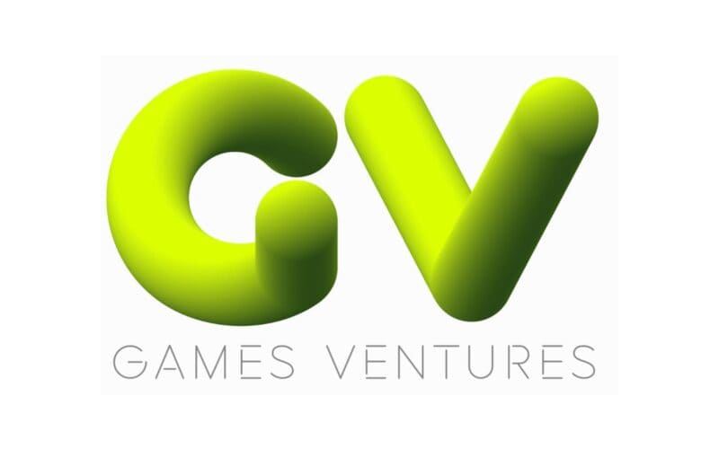 Games Ventures logo. A giant green G and V. Below says GAMES VENTURES with a simple text.