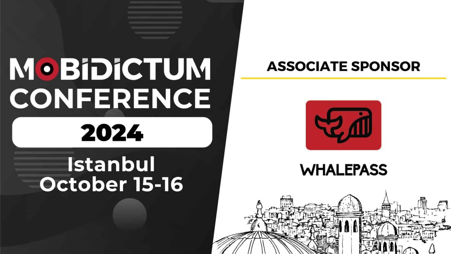 Mobidictum Conference 2024 logo on the left, Whalepass logo on the right as associate sponsor