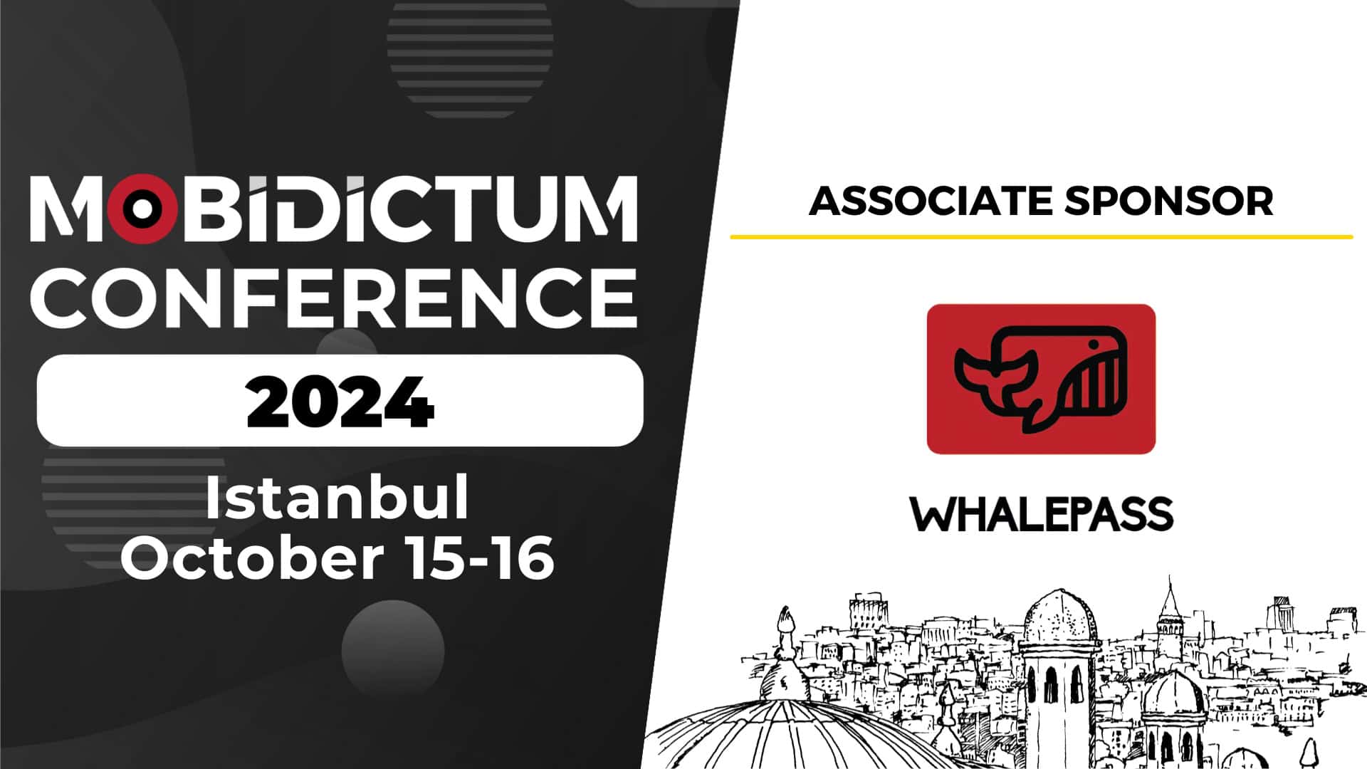 Mobidictum Conference 2024 logo on the left, Whalepass logo on the right as associate sponsor