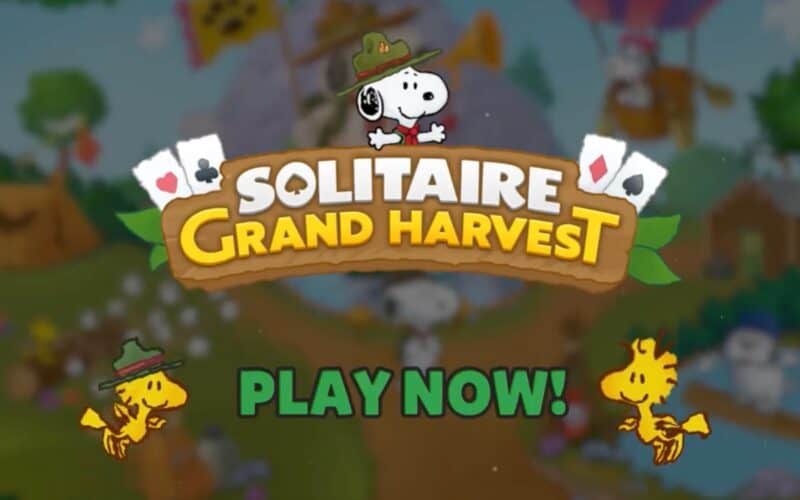 Solitaire Grand Harvest logo - on top of it there is snoopy