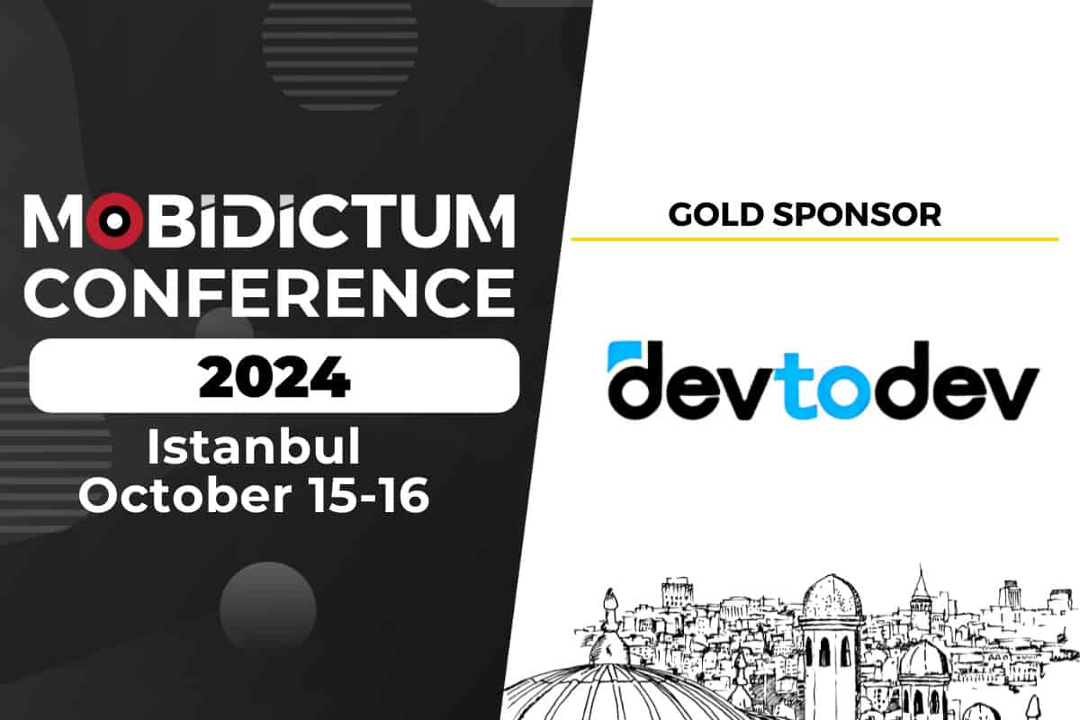 mobidictum conference 2024 logo on the left, devtodev logo on the right