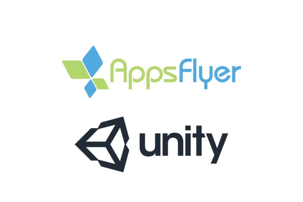 AppsFlyer logo on top, unity logo on bottom