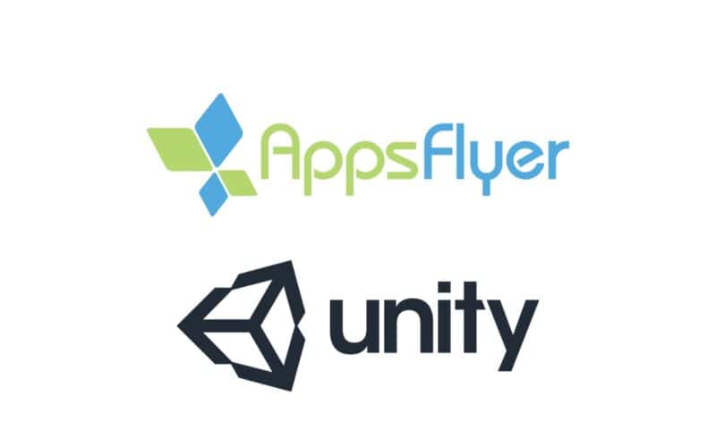 AppsFlyer logo on top, unity logo on bottom