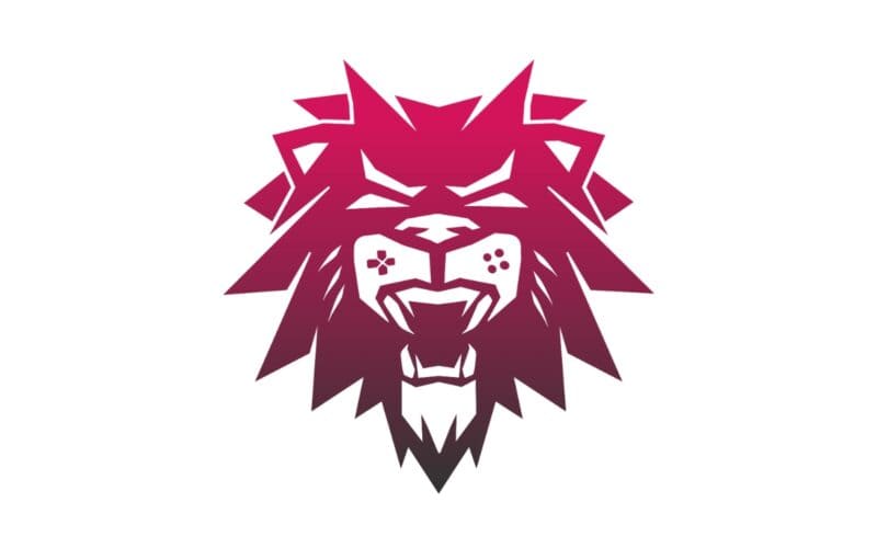 Gamebeast company logo is a illustration of a red lion