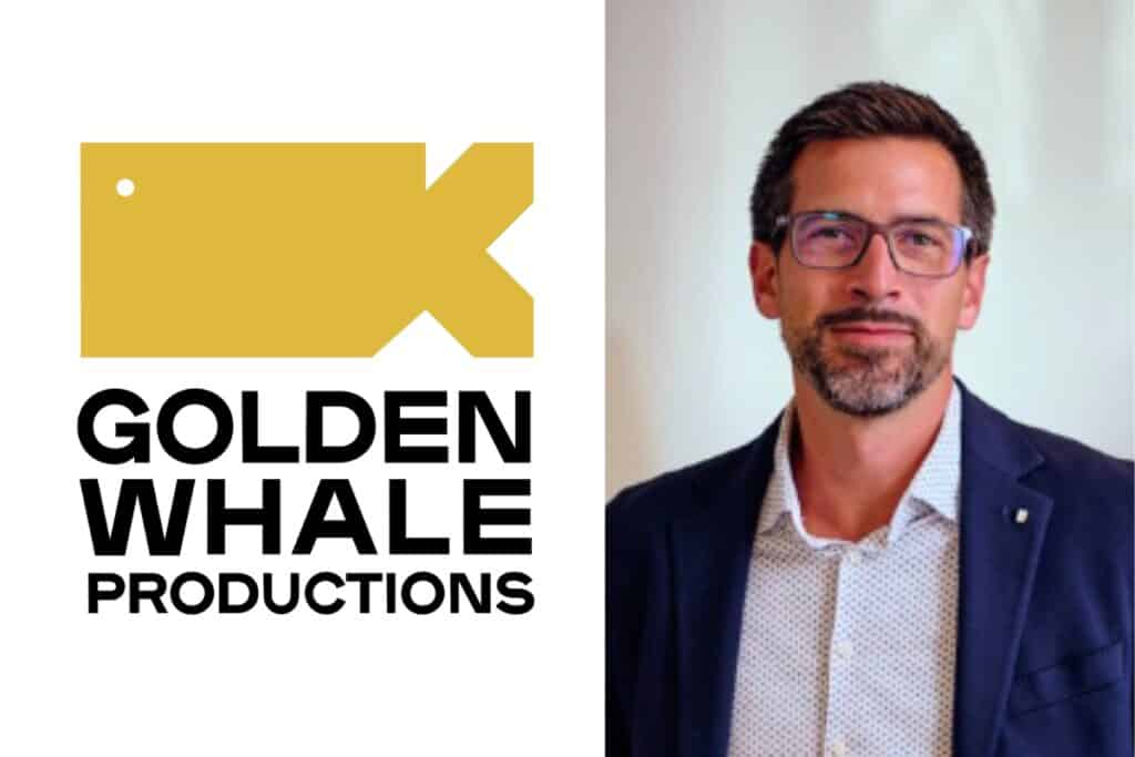golden whale productions logo on the left, thomas aigner portrait on the right