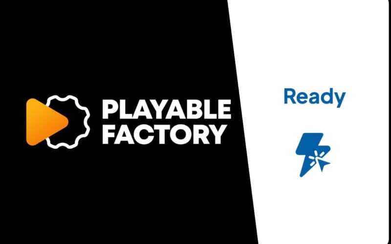 playable factory logo on the left, ready logo on the right