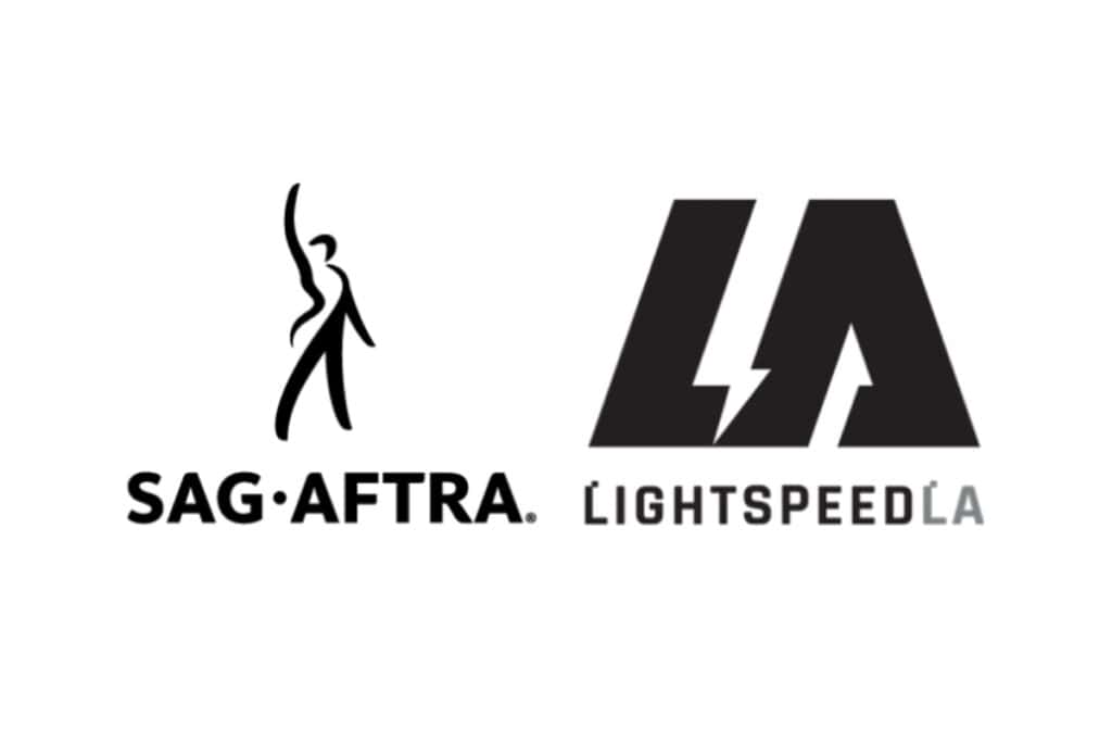 SAG-AFTRA logo on the left, Lightspeed L.A logo on the right in a white background