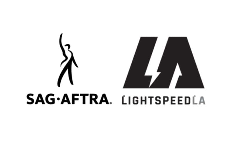 SAG-AFTRA logo on the left, Lightspeed L.A logo on the right in a white background