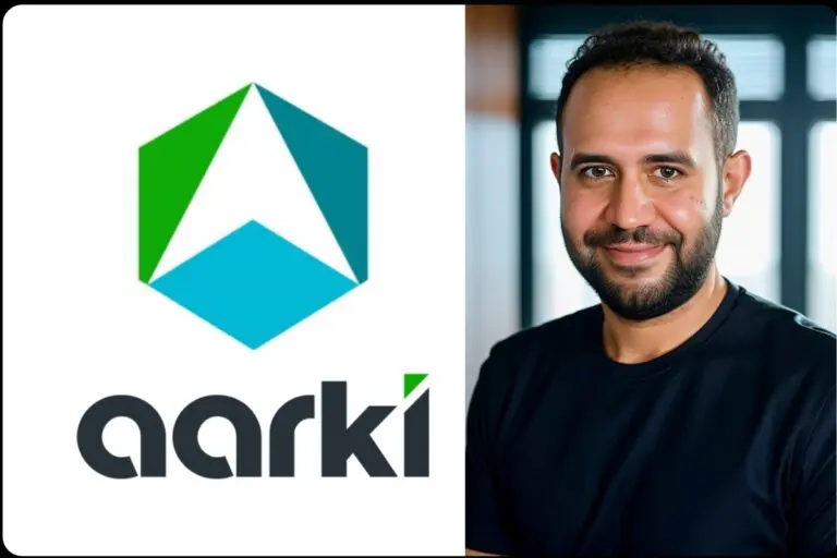 aarki logo on the left, ekrem gurdogan picture on the right