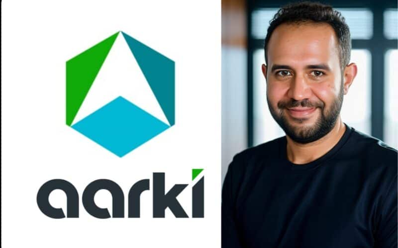 aarki logo on the left, ekrem gurdogan picture on the right