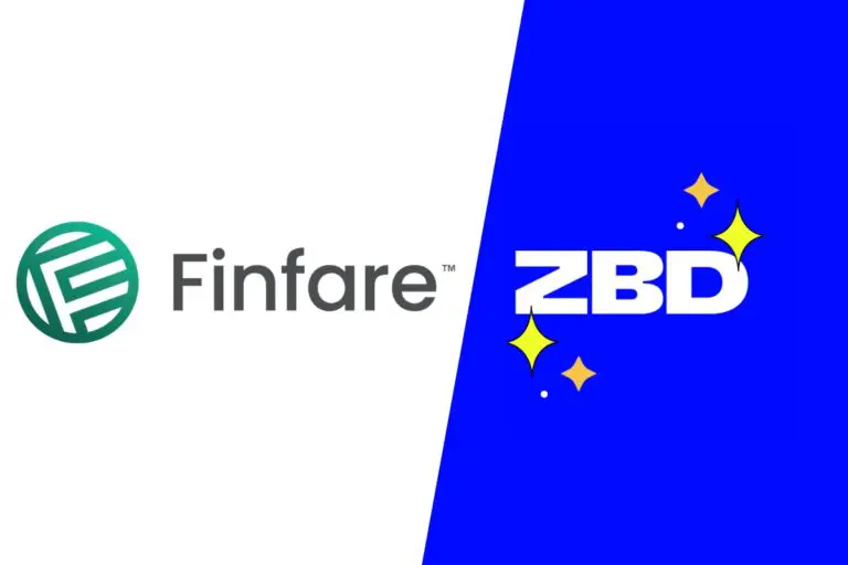 finfare logo on the left, zbd logo on the right