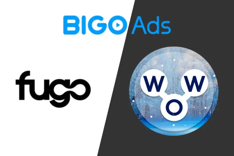 FUGO logo on the left, words of wonders logo on the right, bigo ads logo on top