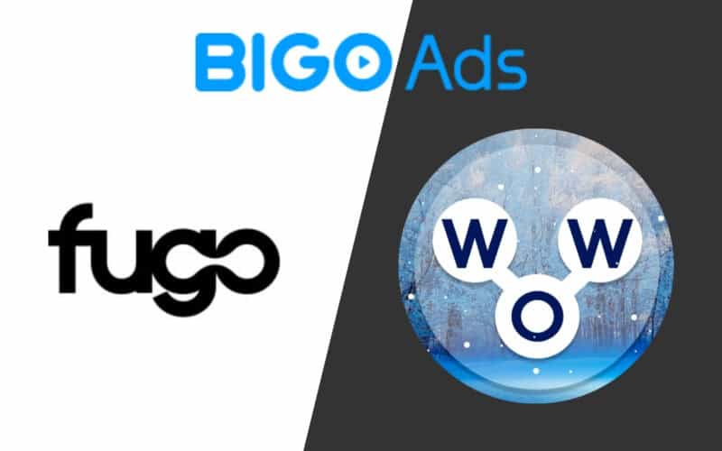 FUGO logo on the left, words of wonders logo on the right, bigo ads logo on top