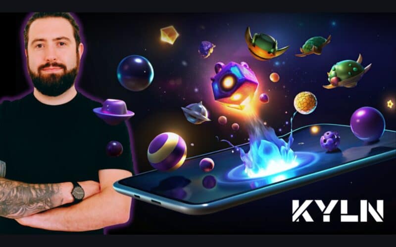 kyln banner artwork shows a phone in space, pushing planets through a portal