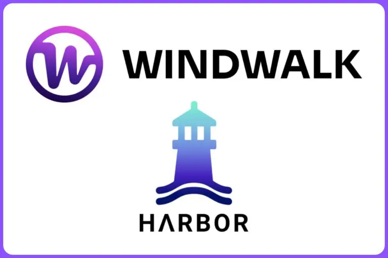 windwalk logo on top, harbor logo on bottom, on a white background