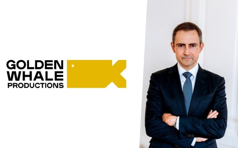 golden whale productions logo on the left, Eberhard Dürrschmid, the CEO of Golden Whale picture on the right for the guest article - compounding interest effects for mobile games growth