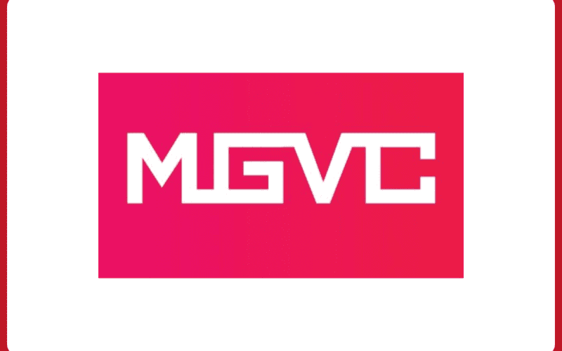 mgvc logo on white background, mgvc logo is plain text as letters connect with each other
