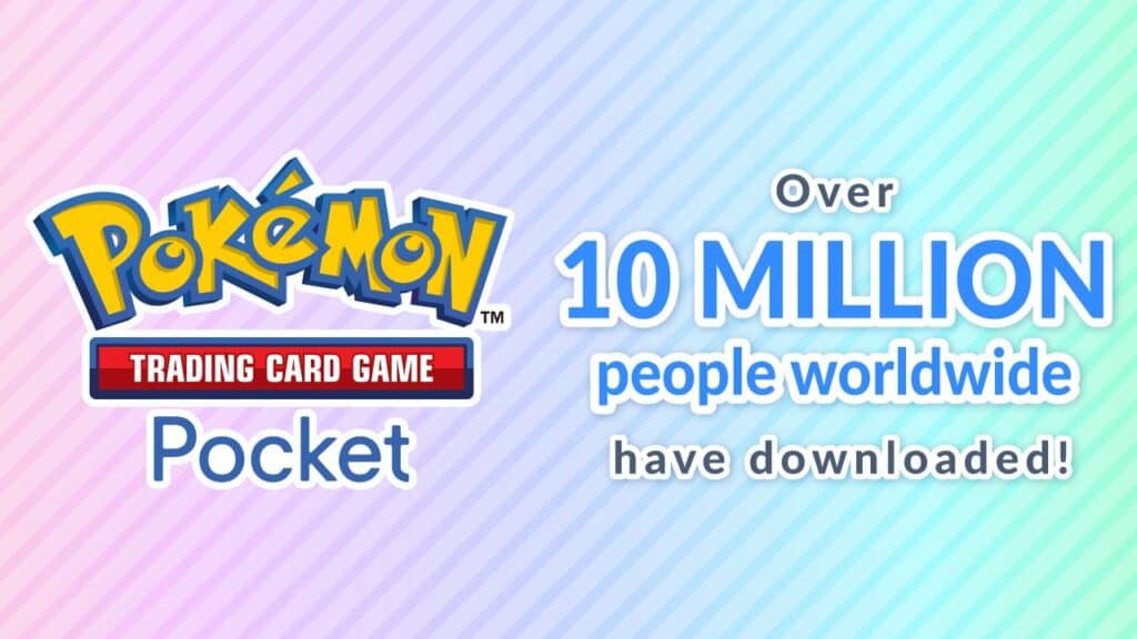 Pokémon TCG Pocket logo on the left, 10 million people worldwide text on the right