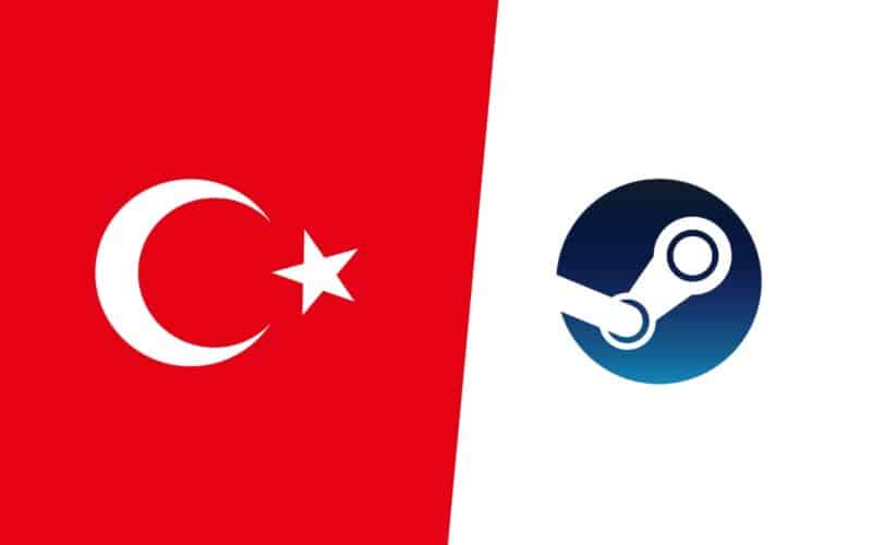 Türkiye bayrağı solda, Steam logosu sağda