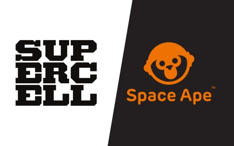 supercell logo on the left, space ape games logo on the right