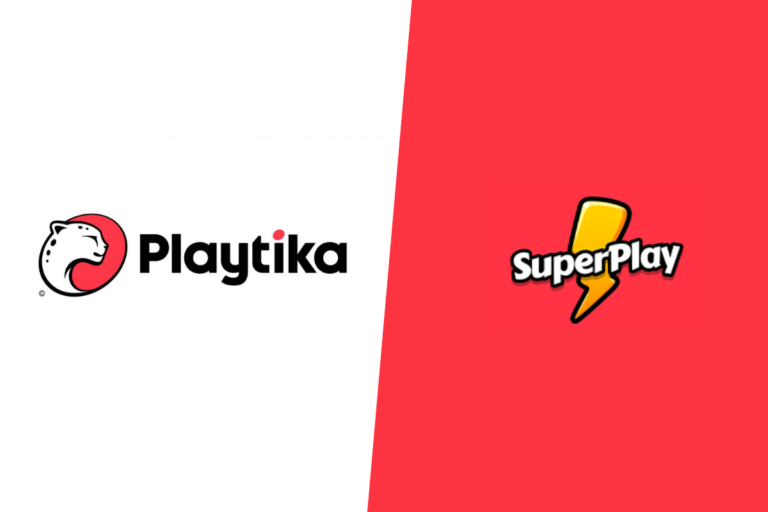 playtika logo on the left, superplay logo on the right