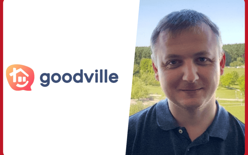goodville logo on the left, Alexey Meleshkevich photo on the right