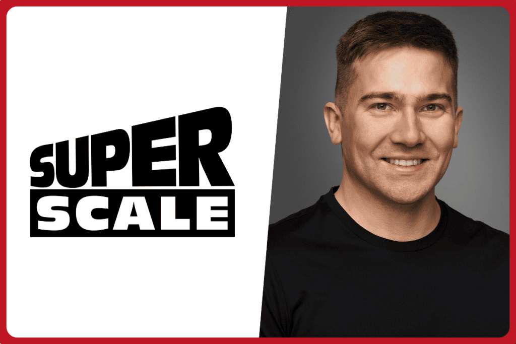 SuperScale logo on the left, Ivan Trancik photo on the right