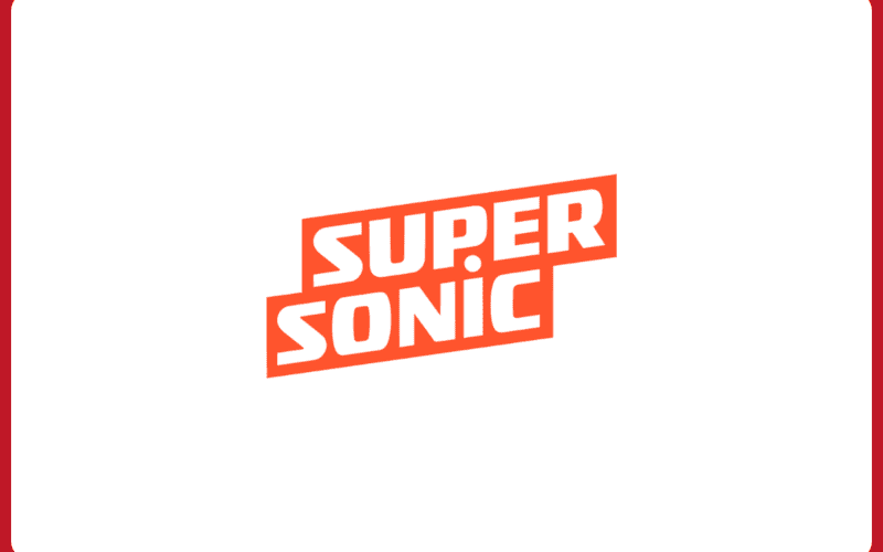 supersonic logo on white background with red borders