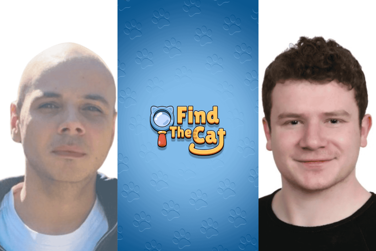find the cat logo in the middle, burak kar photo on the right, mustafa daglı photo on the left