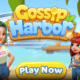Gossip Harbor cover art showcases an island like place and two female characters one young woman one young kid, at the bottom there is a "play now" button