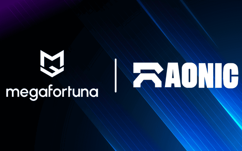 mega fortuna logo on the left, aonic logo on the right