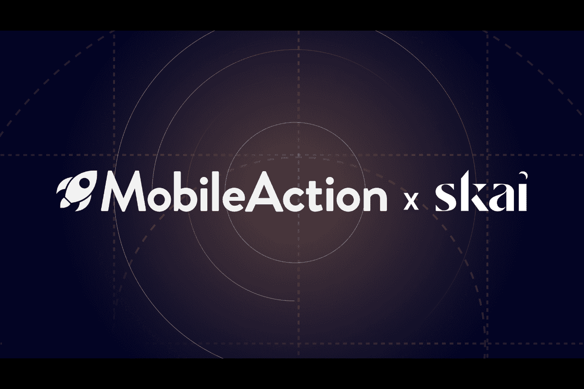 from left to right "mobileaction" "x" "skai" logos and text