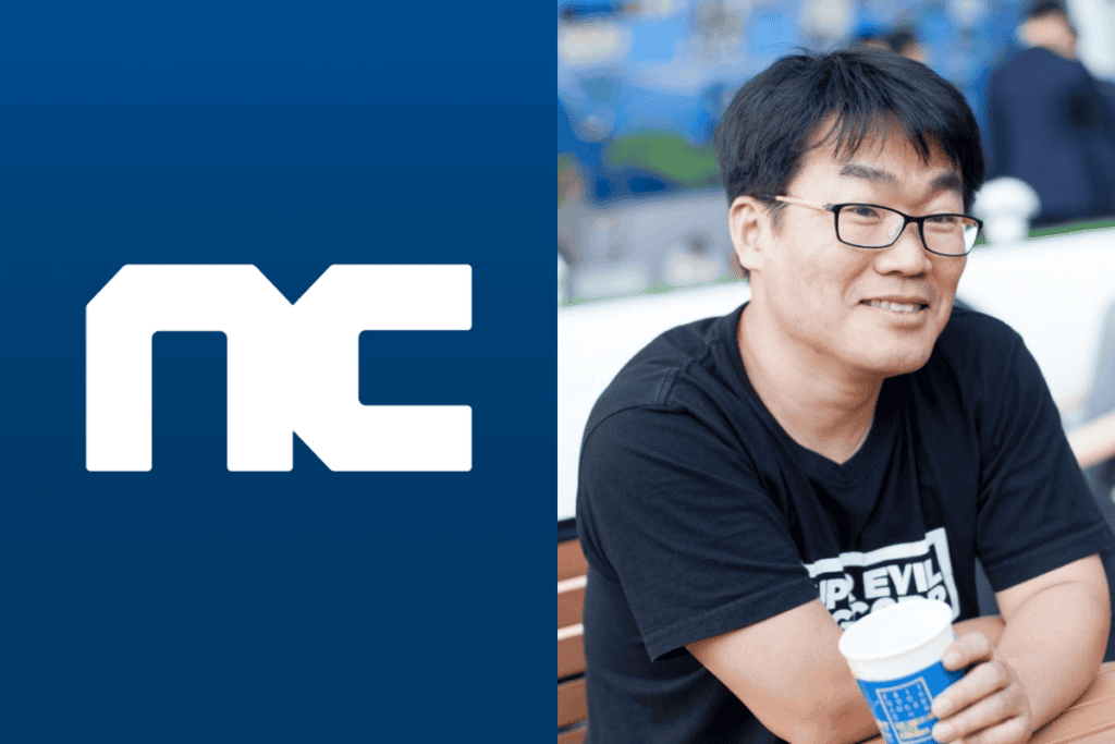 NCSoft logo on the left, Taewon Yun photo on the right