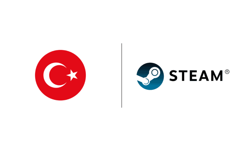 Steam sayfası açılan yerli oyunlar görseli, sol tarafta türk bayrağı görseli, sağ tarafta steam logosu