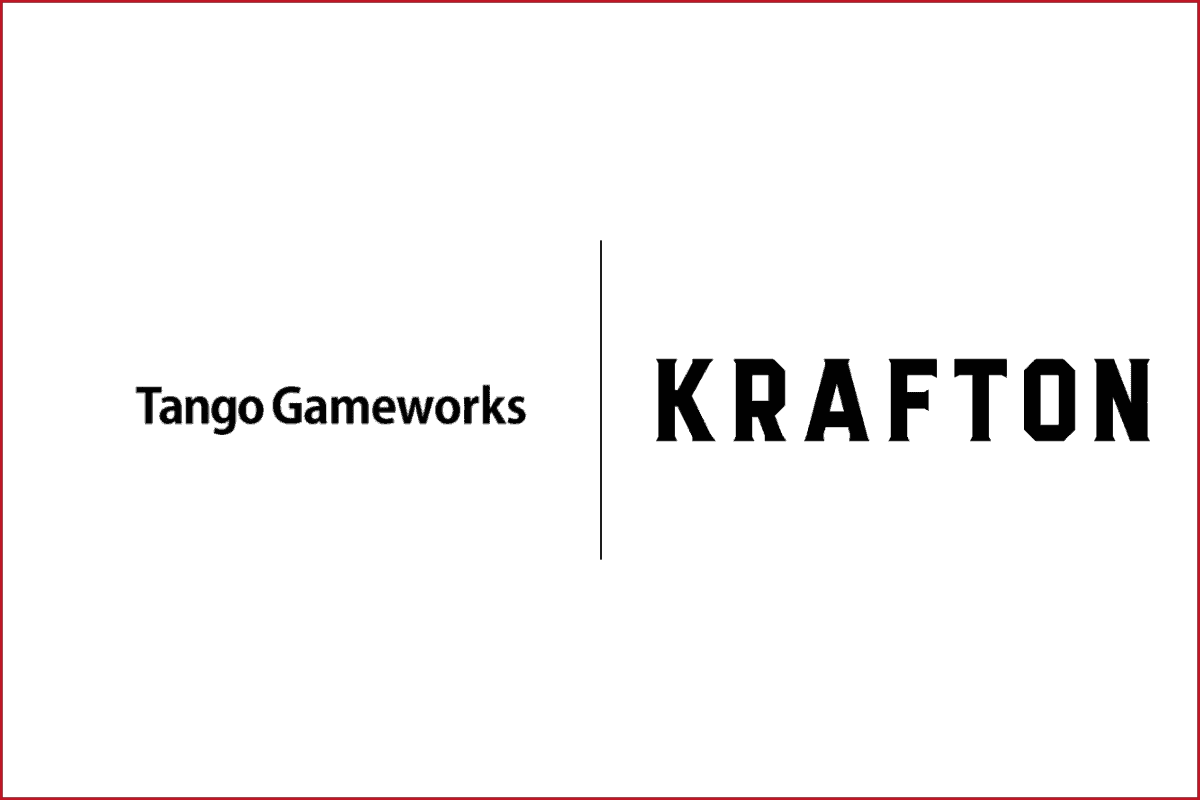 tango gameworks inc. logo on the left (it actually says tango gameworks only) and KRAFTON logo on the right with a vertical line seperating them