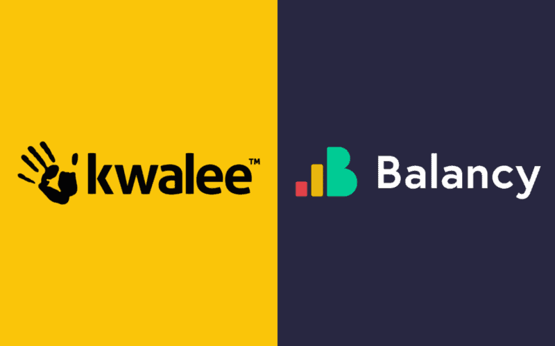 kwalee logo on the left, balancy logo on the right
