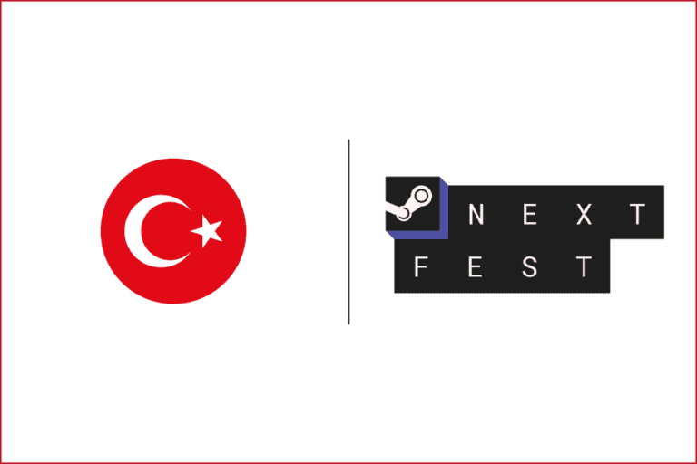 solda türkiye bayrağı, sağda steam next fest logosu