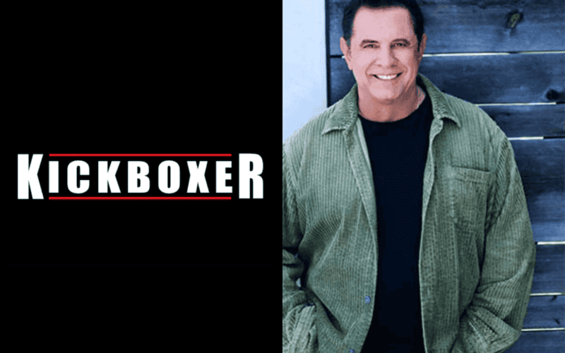 kickboxer game logo on the left, dimitri Logothetis photo on the right