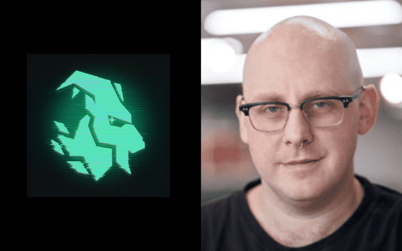 goat gaming logo on the left, photo of simon davis on the right