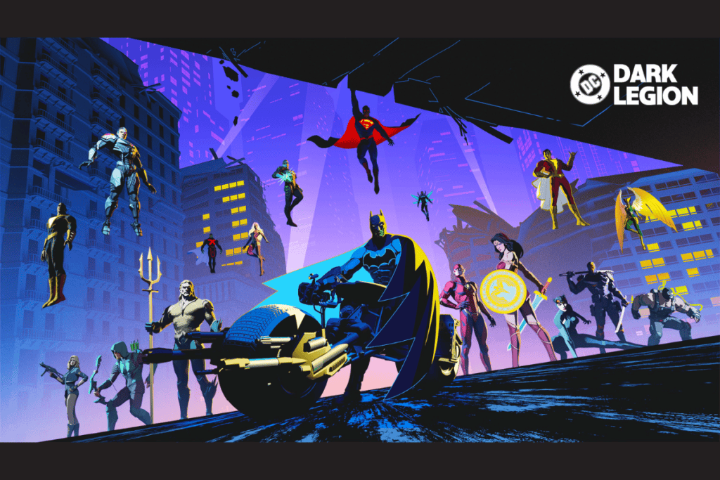 dc: dark legion cover arts shows dc characters standing side by side