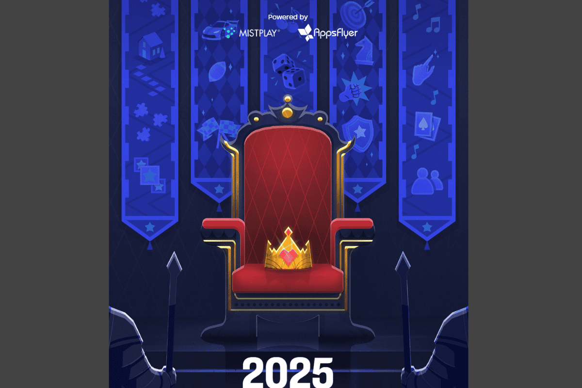 mistplay report shows a red throne and a crown on top of it, and the bottom there is a text that says "2025"
