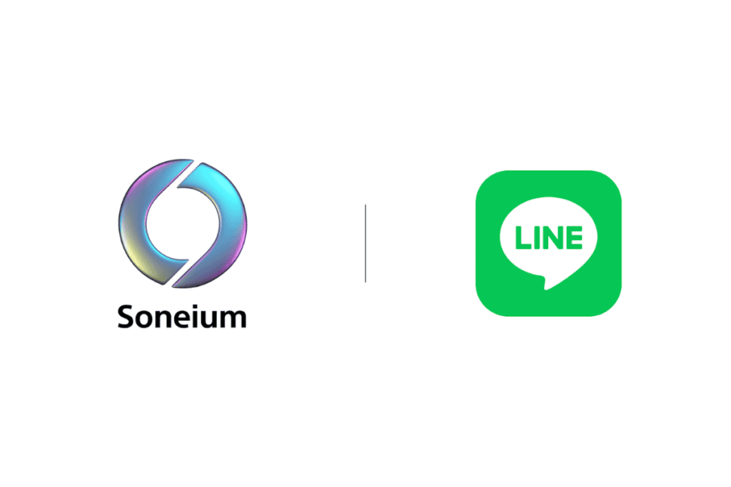 Soneium logo on the left, line app logo on the right